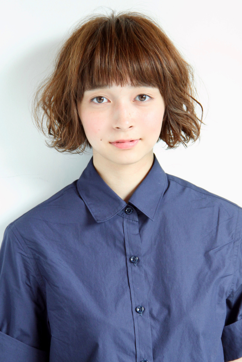 ボブパーマ+スモーキーベージュ