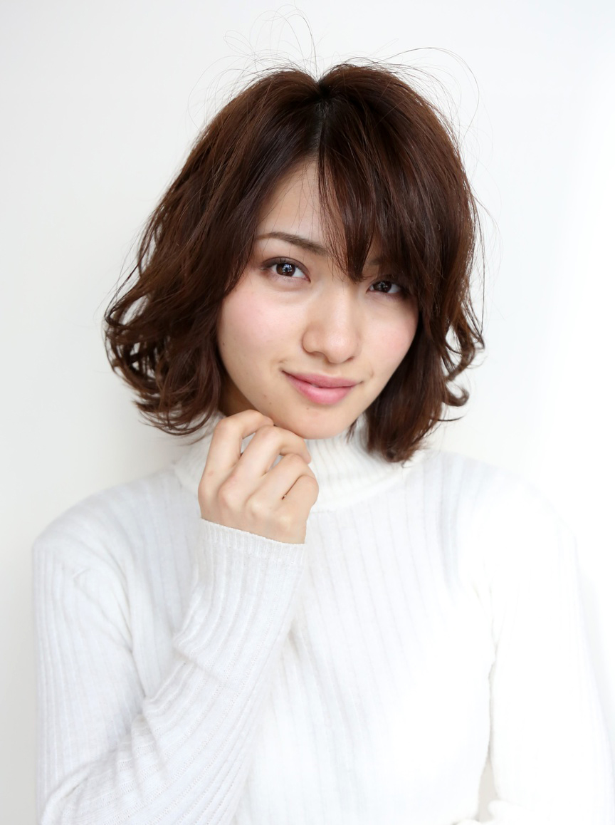 斜めバング簡単カール